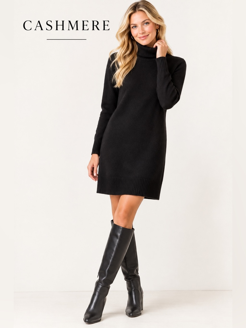 Bloomingdale's 100% Cashmere Turtleneck Sweater Dress